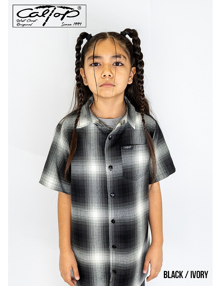 KS001 S/S PLAID : BLACK-IVORY